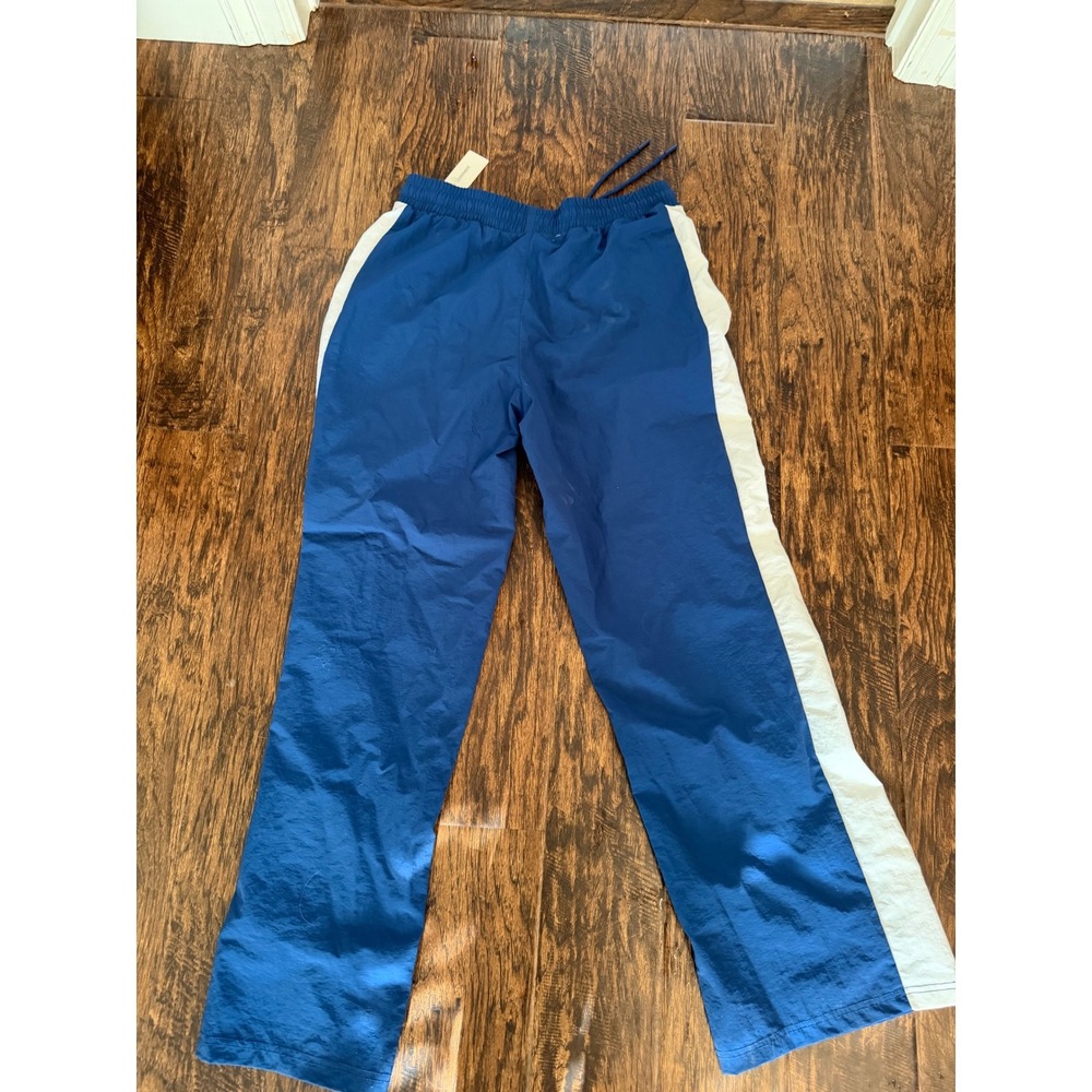 No Comment Women Blue Nylon Track Pants White Side Stripe Athletic Joggers M - Picture 4 of 4